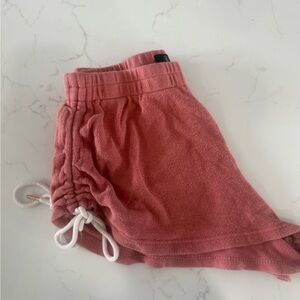 Volcom Coral Pink Terry Drawstring Athletic Shorts